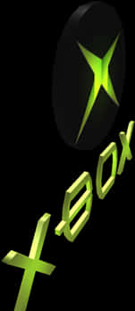 Xbox原版標誌倒影 壁紙 — 發光綠色Xbox標誌，帶有風格化的X符號和文字，黑色背景。
