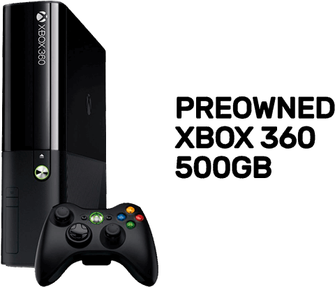 二手Xbox 360 500GB主機配控制器 壁紙 — 黑色Xbox 360主機和控制器在純黑色背景上，帶有發光的綠色Xbox標誌。