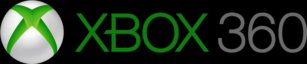 Xbox 360標誌 壁紙 — 黑色背景上的Xbox 360標誌，帶有綠色X標誌和文字。