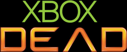 Xbox Dead 文字標誌 壁紙 — 大膽的綠色和橙色Xbox Dead標誌，帶有發光3D字母，黑色背景。