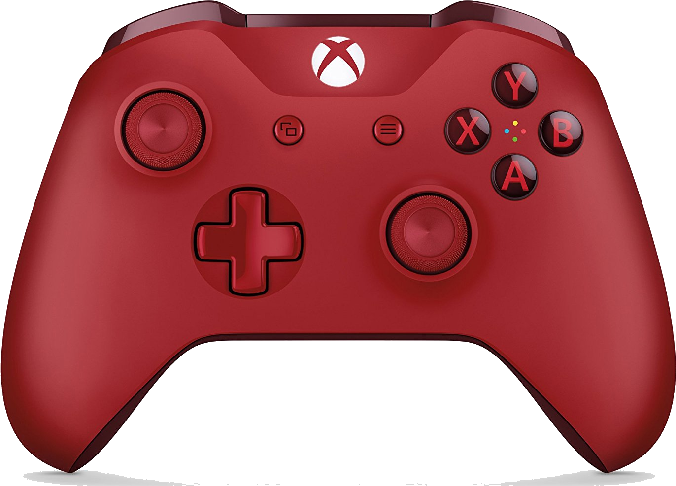 紅色 Xbox 無線控制器 壁紙 — 一個亮面紅色Xbox手掣，帶有白色標誌和黑色按鈕，置於純黑色背景上。