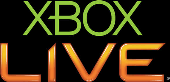 Xbox Live 標誌 壁紙 — 大膽的 Xbox Live 標誌，綠色 Xbox 和橙色 Live 文字在黑色背景上發光。