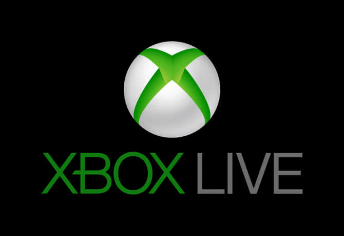 黑色背景上的 Xbox Live 標誌 壁紙 — Xbox Live 標誌在帶有金屬光澤的純黑背景上發出鮮豔的綠色光芒。