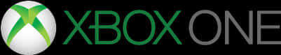 Xbox One標誌 壁紙 — Xbox One 標誌採用綠色和白色的圓形徽章，旁邊是品牌名稱的綠色和灰色文字，並帶有風格化的X。