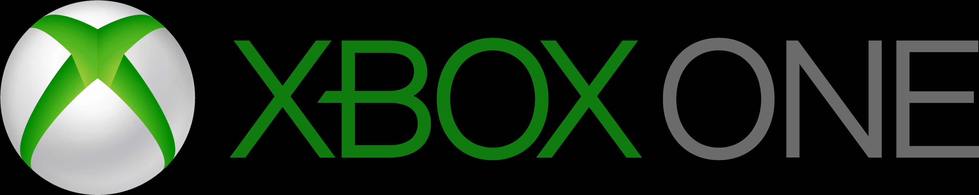 Xbox One標誌 壁紙 — Xbox One 標誌在黑色背景上，白色球體上有一個綠色 X，旁邊是綠色和灰色文字。