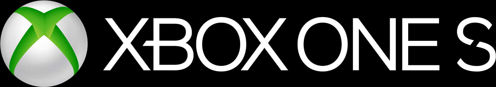 Xbox One S 標誌 壁紙 — Xbox One S 標誌，帶有綠色和白色球體，以及黑色背景上的粗體白色文字。