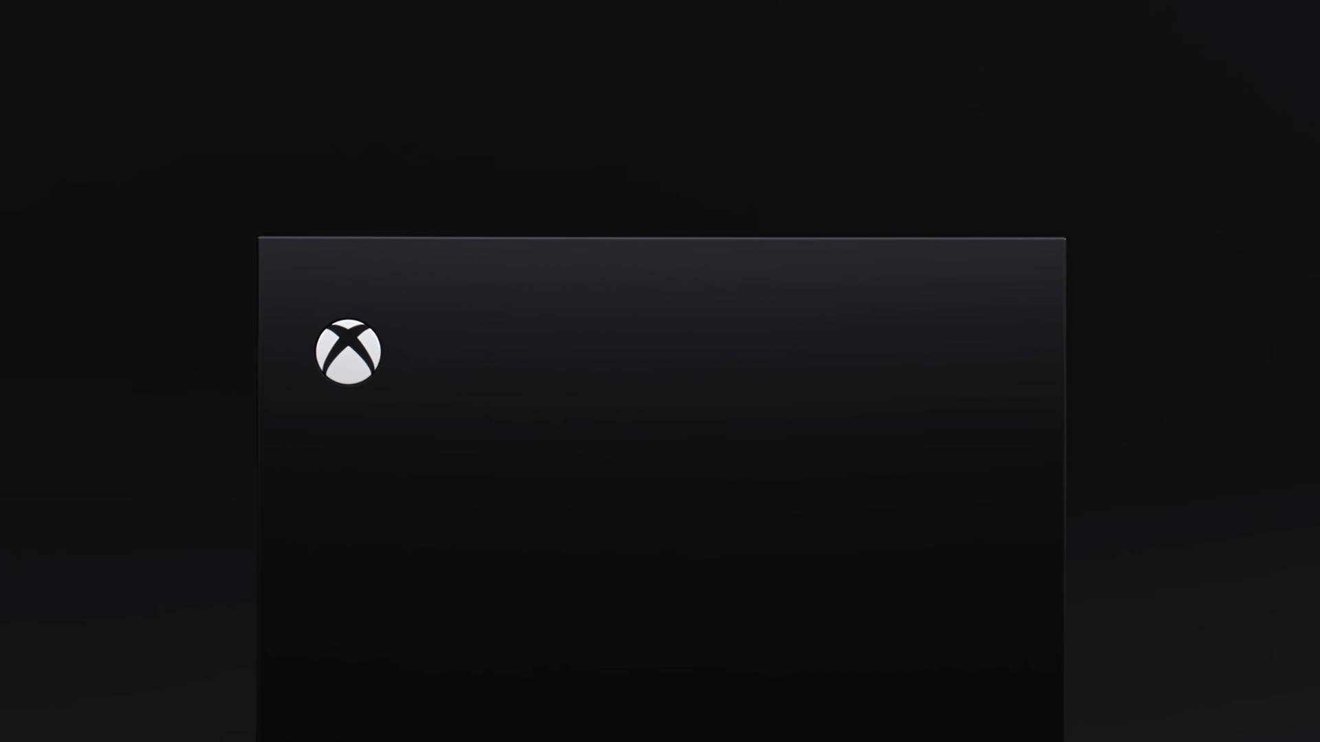 Xbox Series X 最簡黑 壁紙 — 一部時尚的黑色Xbox主機，中央帶有發光的白色標誌，背景為深色漸變。