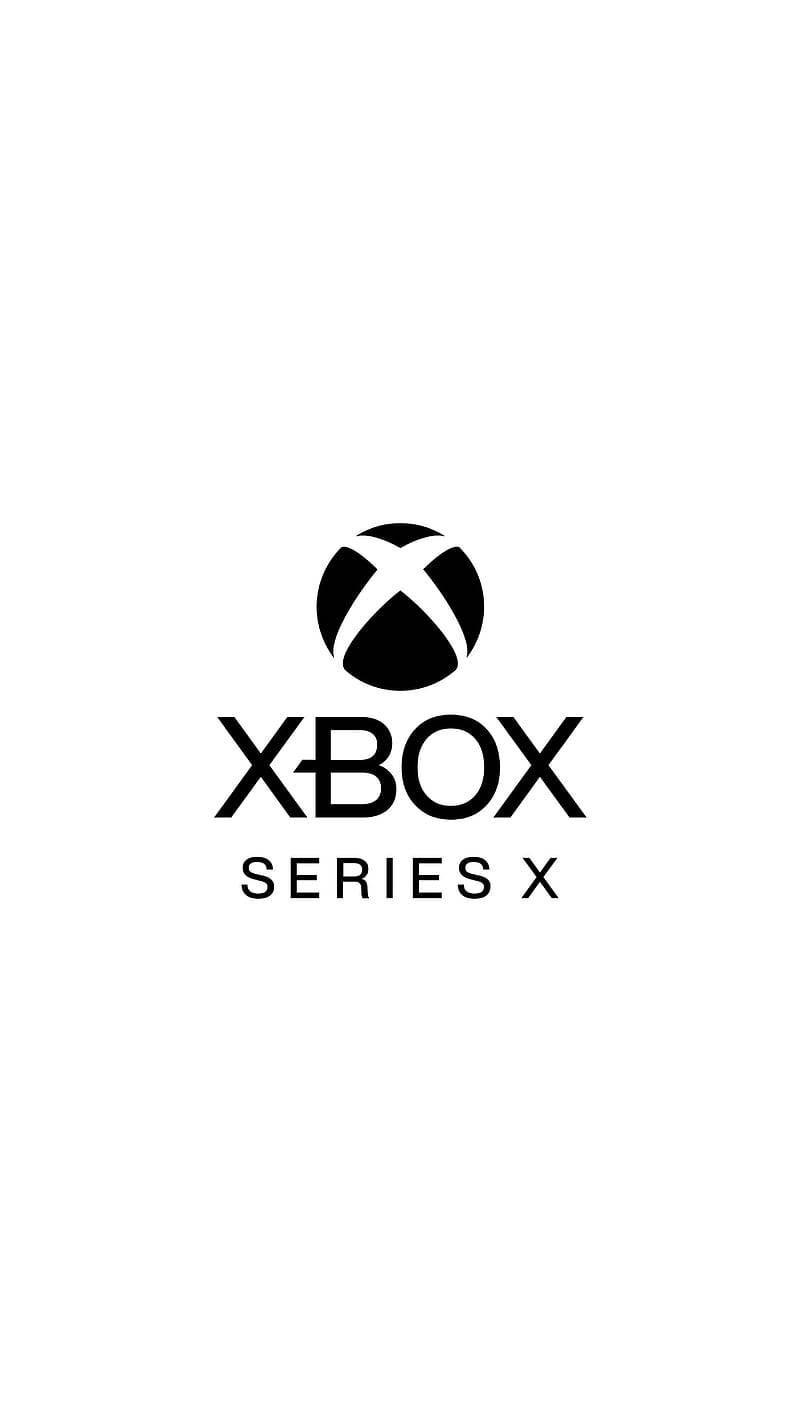 Xbox Series X 最簡標誌 壁紙 — 黑色 Xbox Series X 標誌居中於純白色背景上，採用粗體無襯線字體。