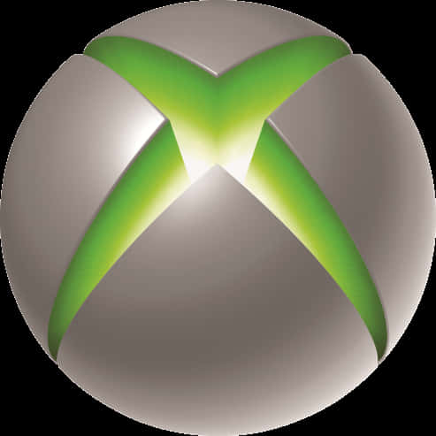 Xbox 標誌球體插圖 壁紙 — 一個發光的綠色Xbox標誌，位於金屬球體上，帶有柔和照明和漸變陰影。