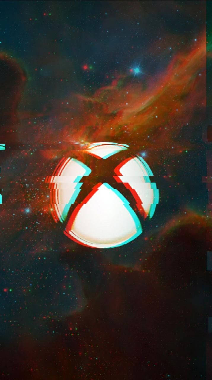 在多彩宇宙背景上帶有故障效果的Xbox標誌