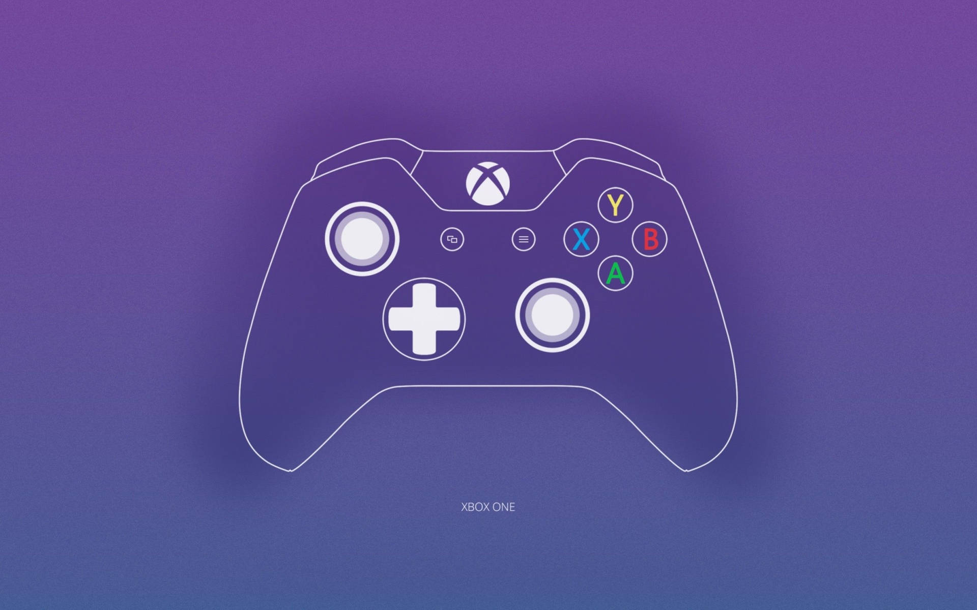 紫色漸變背景上的Xbox One手掣白色線條圖