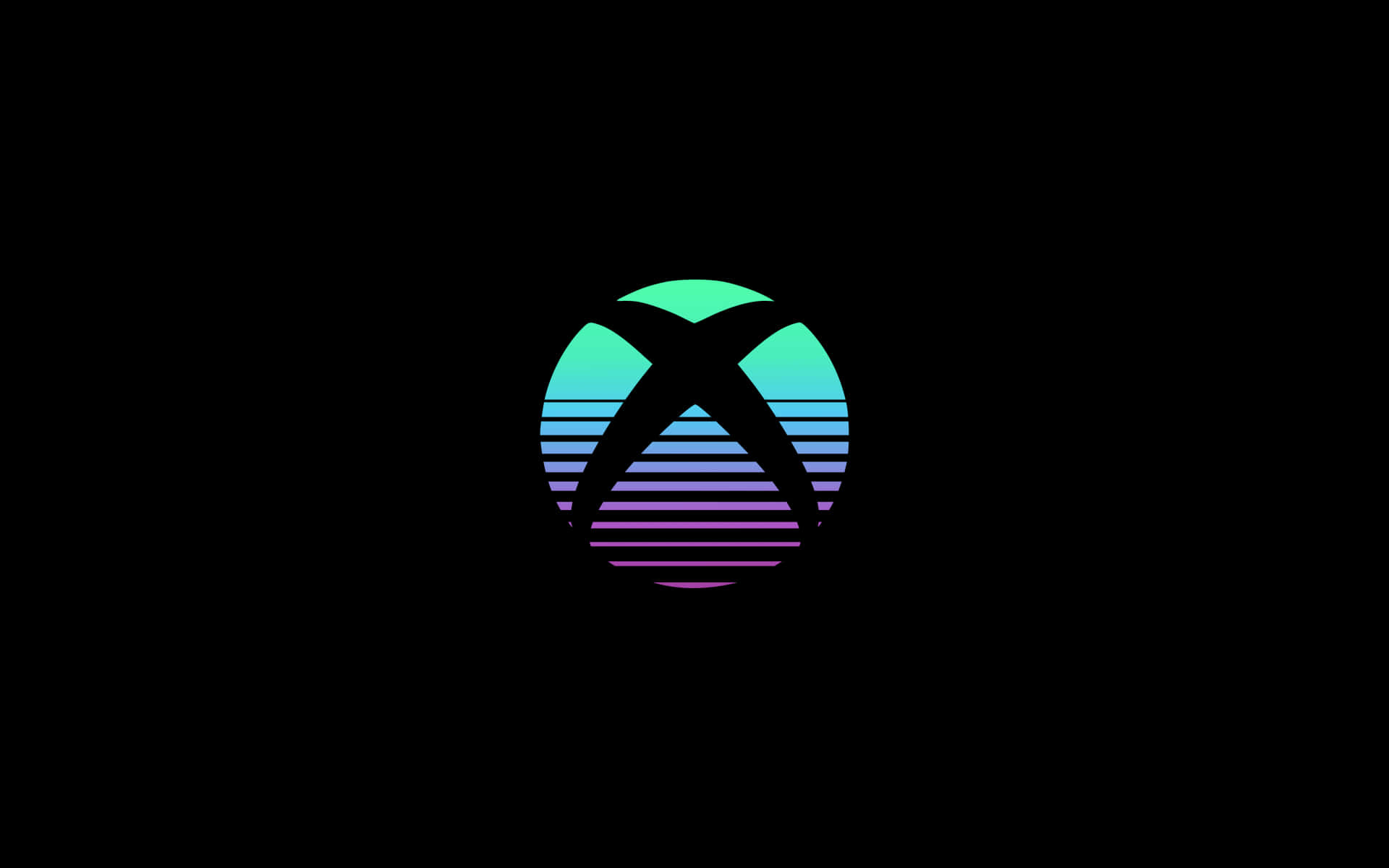 在黑色背景上帶有漸變條紋的發光Xbox標誌