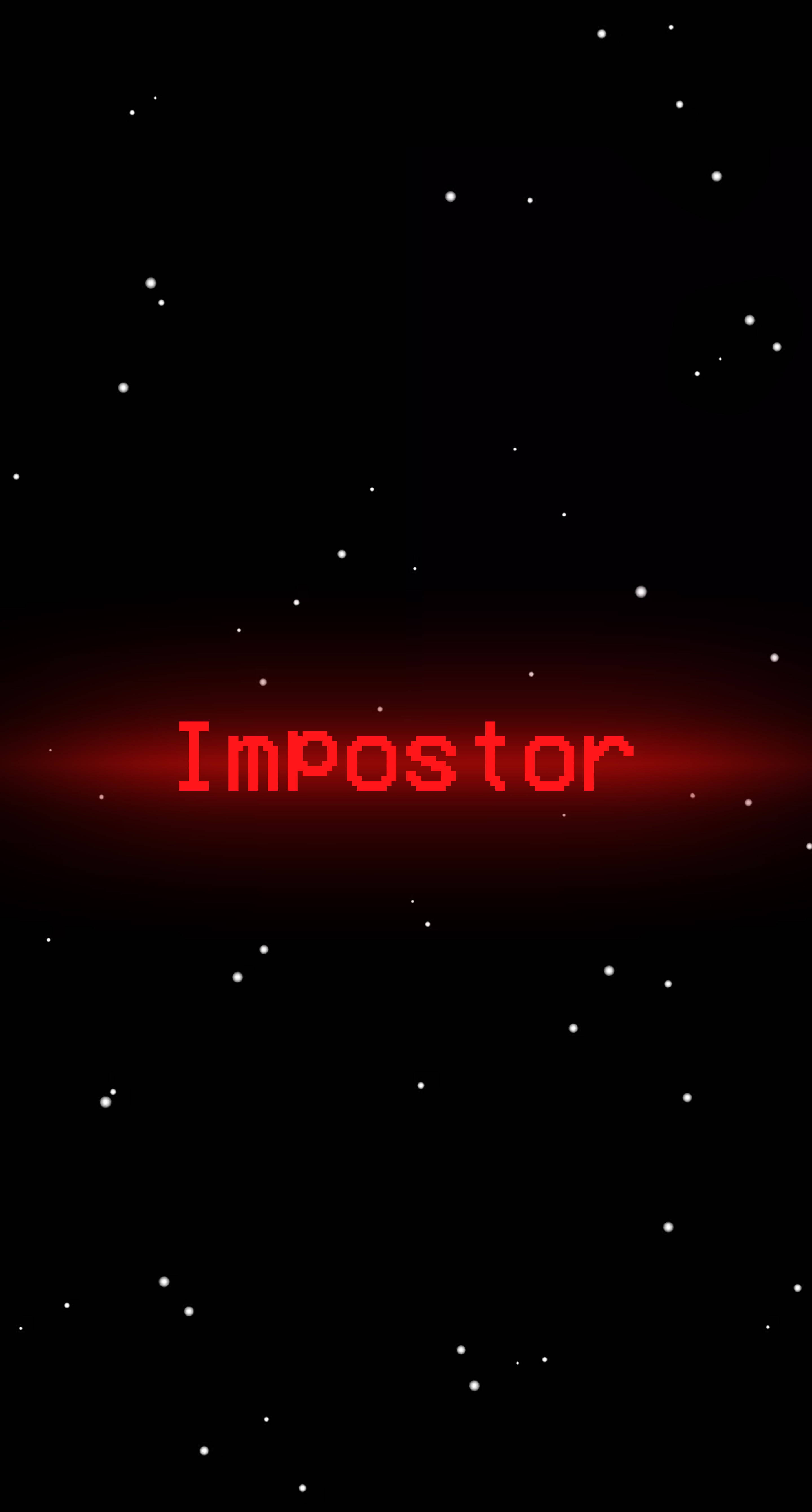 紅色像素文字顯示 Impostor 在太空中有星星發光。