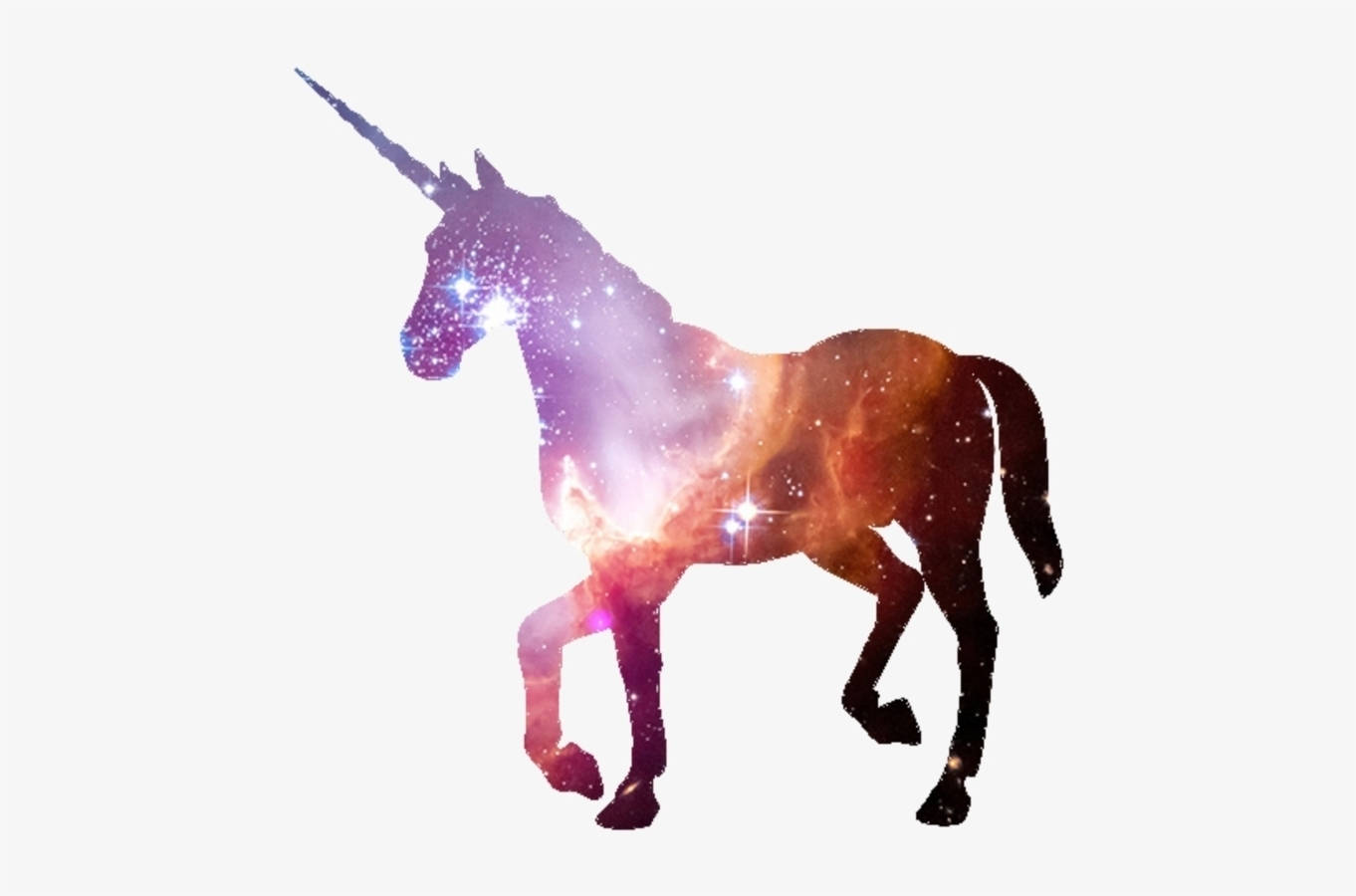 一個充滿彩色宇宙星雲和星星的獨角獸。