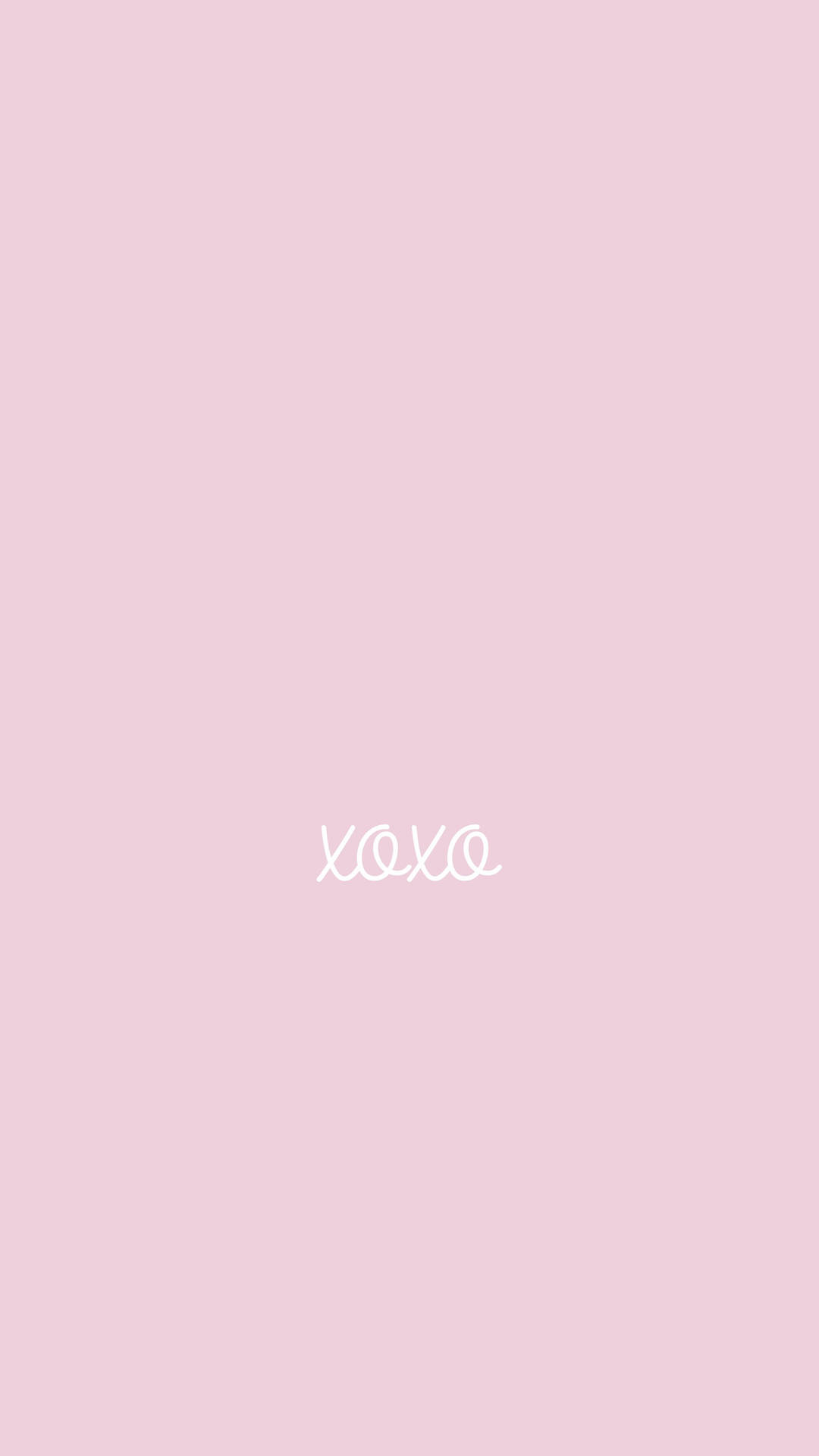 Xoxo 純淨粉紅 壁紙 — 一個極簡的粉紅色背景，中央有白色草書字體寫著 xoxo。