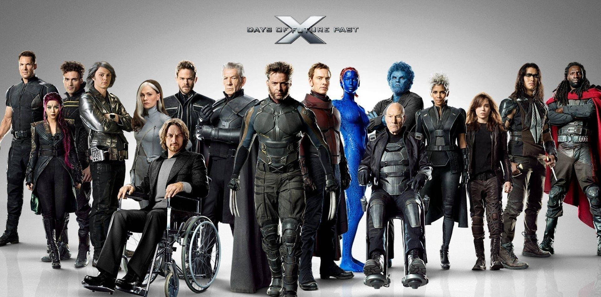 X戰警演員穿著超級英雄服裝為電影海報擺姿勢。