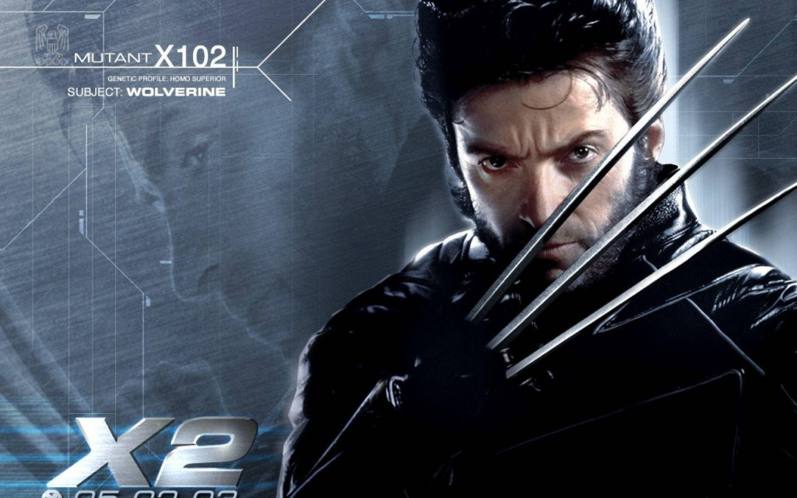 X戰警 變種人X102 壁紙 — 狼人（Wolverine）喺數碼界面背景前，伸出亞德曼金屬爪，眼神銳利。