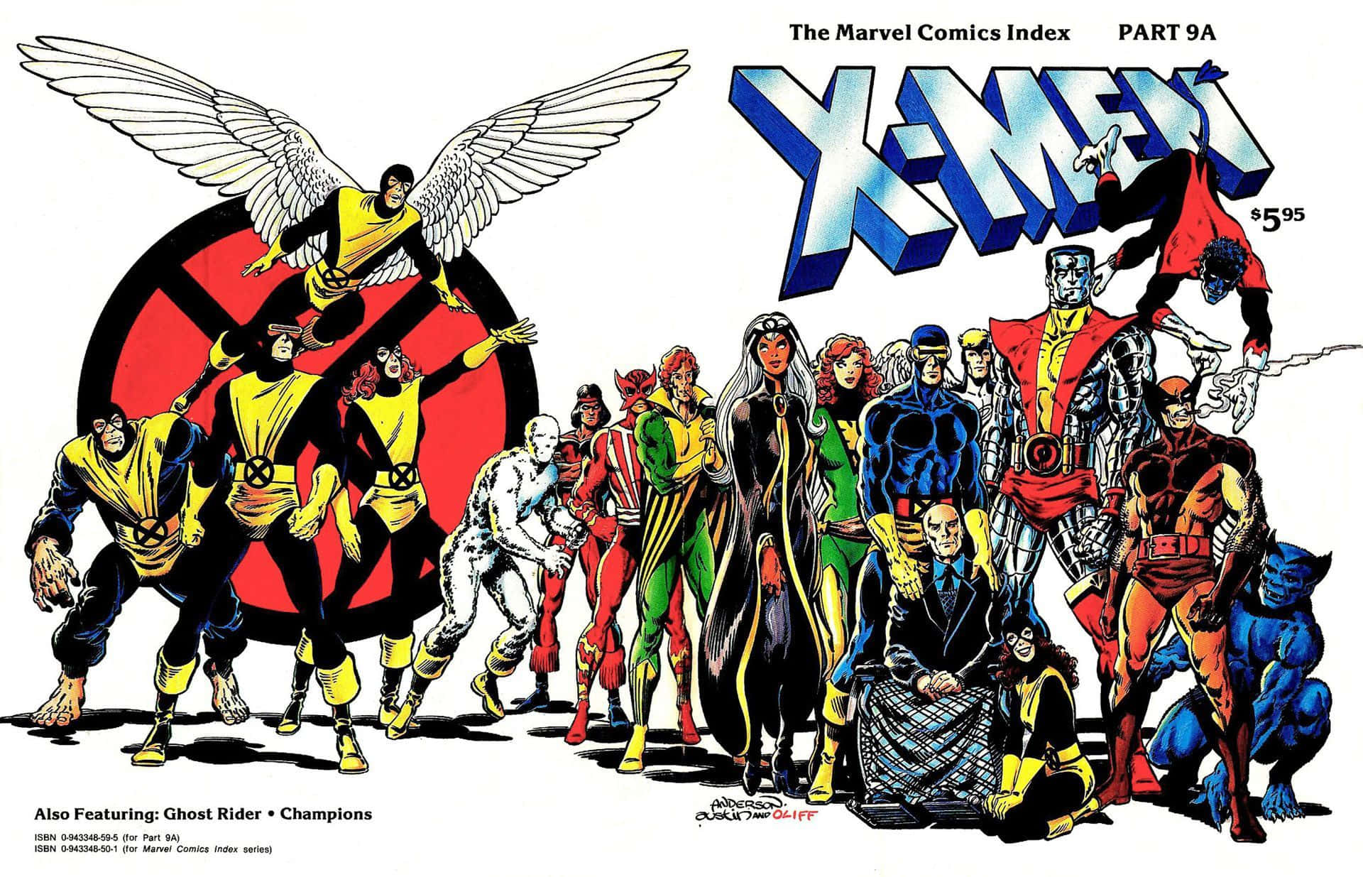 X-Men 超級英雄團隊插圖，色彩大膽，姿勢動態。