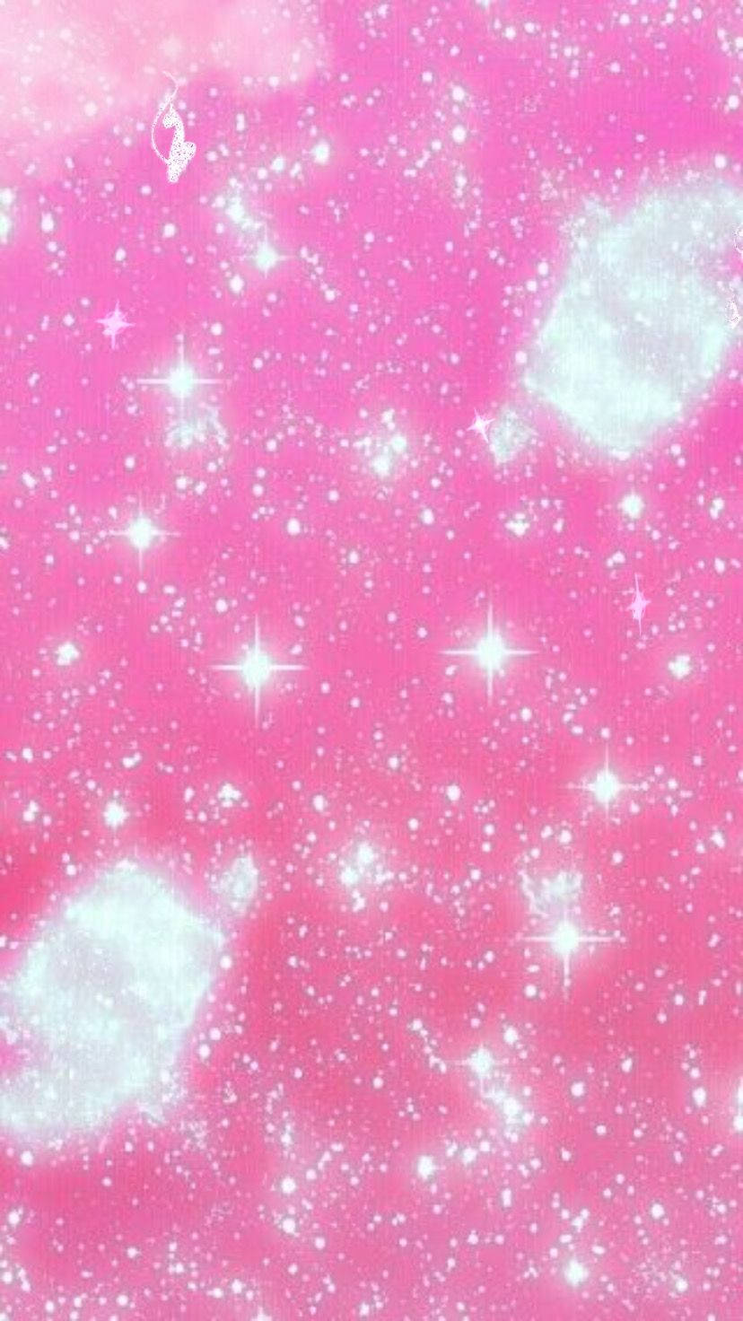 Y2K 風格閃耀雲朵 壁紙 — 充滿閃爍星星和發光星雲的充滿活力的粉紅色宇宙場景，營造出夢幻般的天體氛圍。