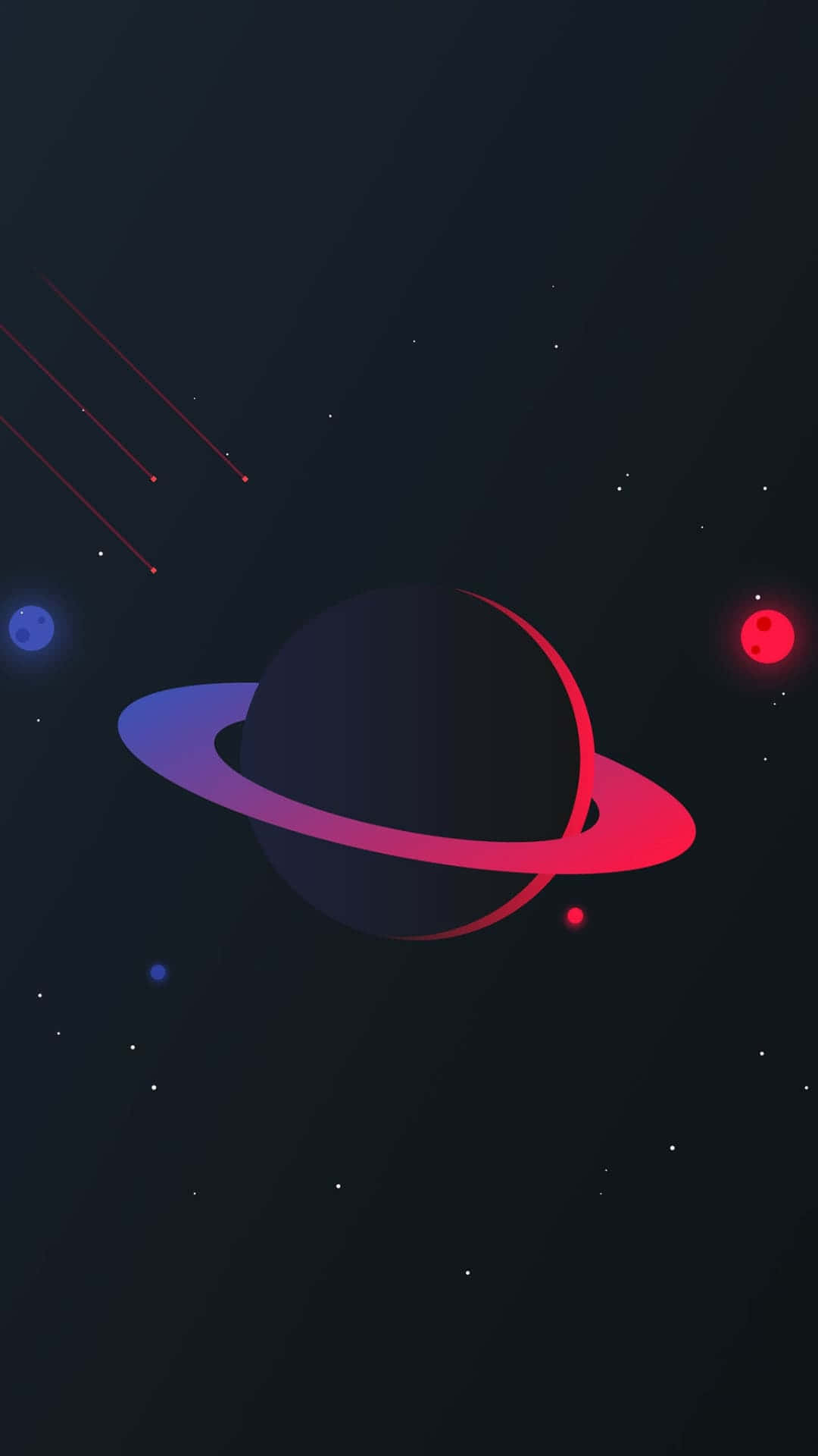 在繁星點點的太空場景中，一顆帶有彩色光環的發光行星。