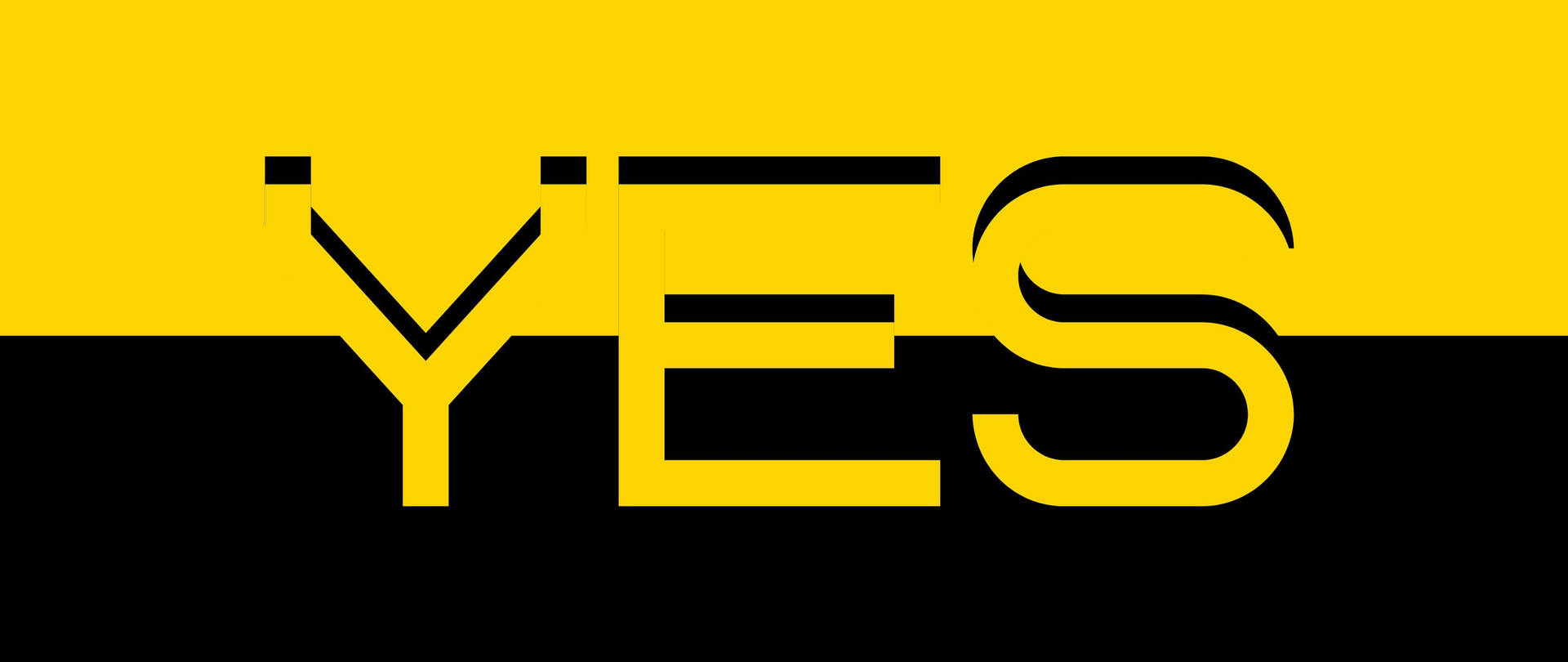 大膽的黃色和黑色圖形文字拼出YES。