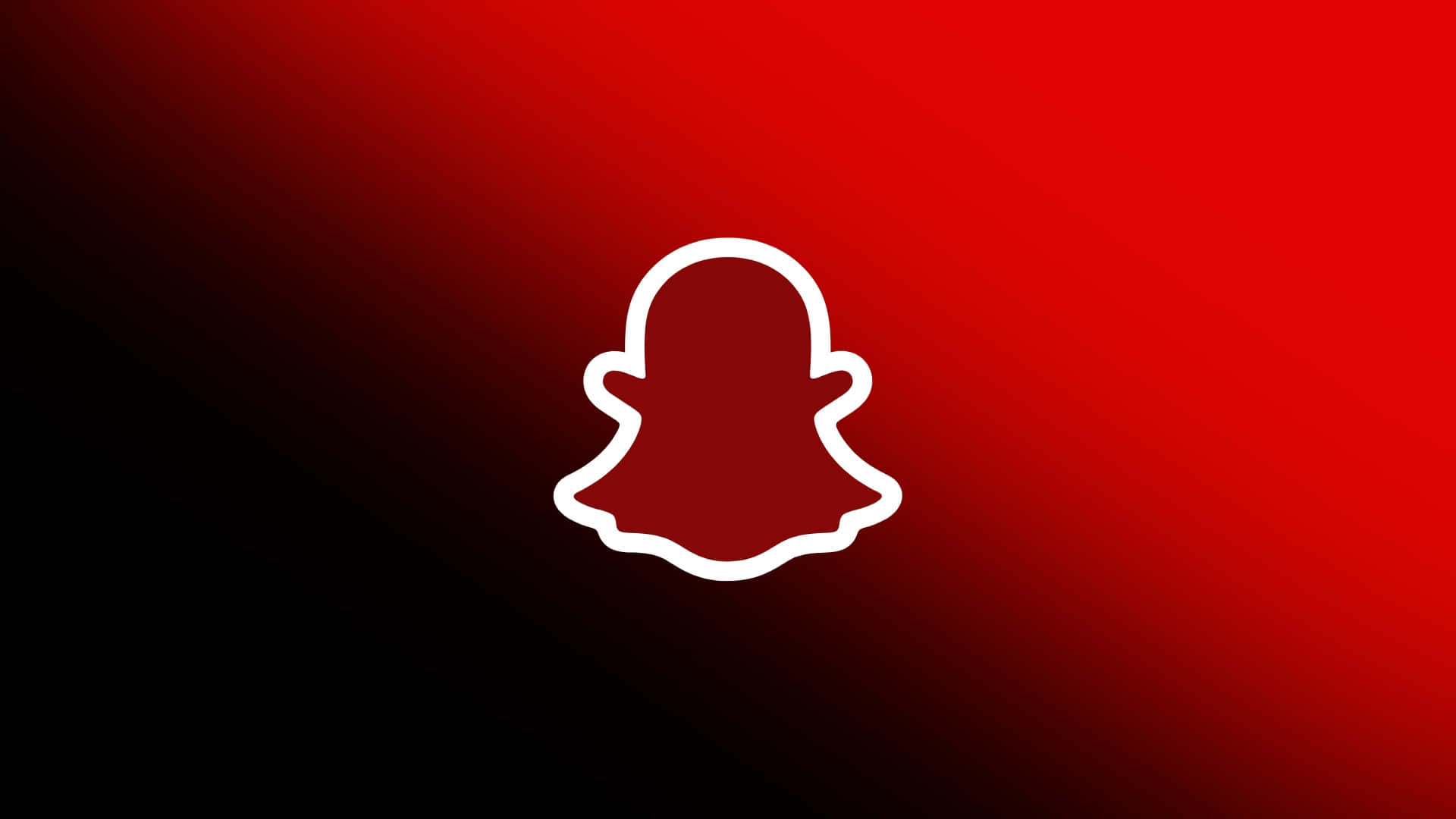  壁紙 — 一個白色Snapchat鬼魂標誌，在紅色到黑色的漸變背景上勾勒出輪廓。