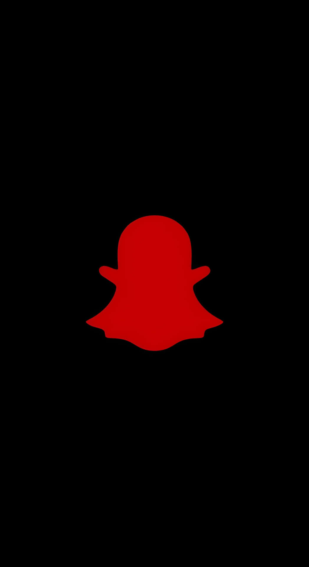  壁紙 — 一個大膽的紅色Snapchat鬼魂標誌，居中放在純黑色背景上。