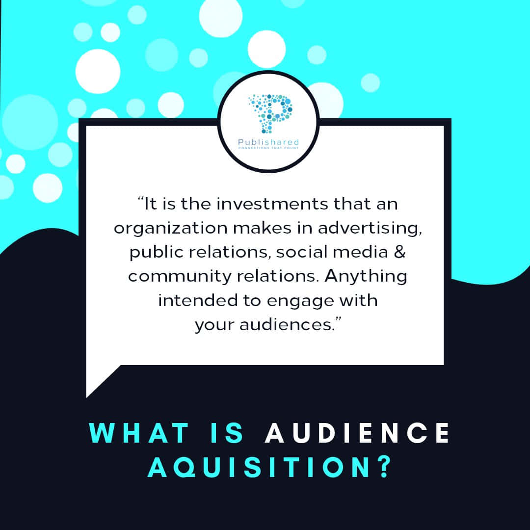 Succinct 桌布 壁紙 — 一個大膽的圖形定義了受眾獲取，在白色對話框中引用一句話，背景為藍綠色和黑色，帶有浮動的圓圈。