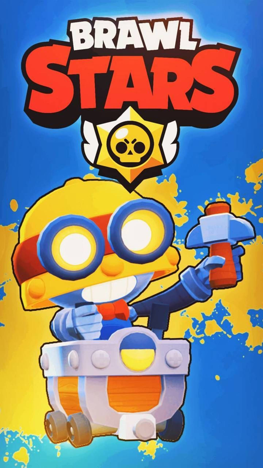 Brawl Stars 角色出現在卡通遊戲海報中，配有車輛和武器。