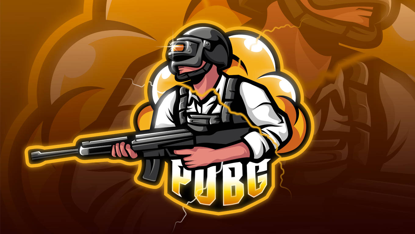 PUBG電競標誌， featuring 一名持步槍的士兵和發光效果。