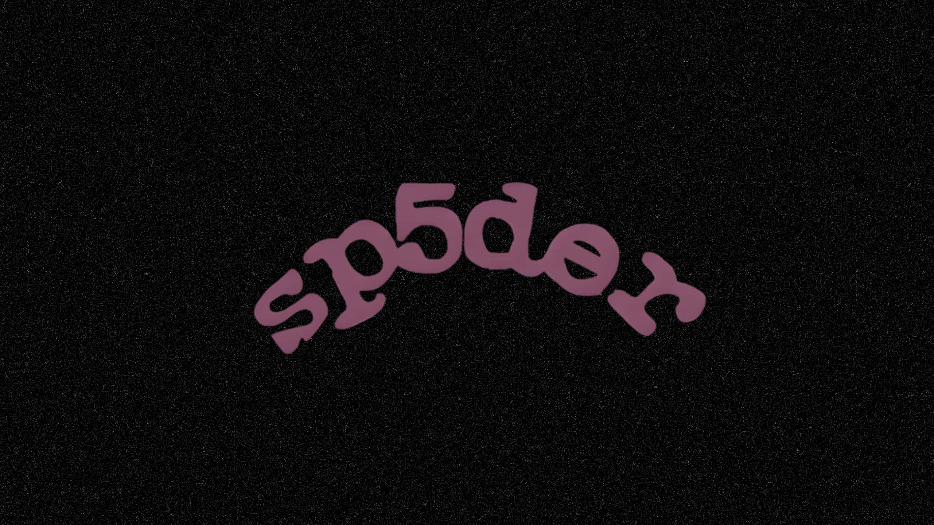  壁紙 — 一個風格化的紫色文字，上面寫著 sp5der，在帶有紋理的黑色背景上彎曲。