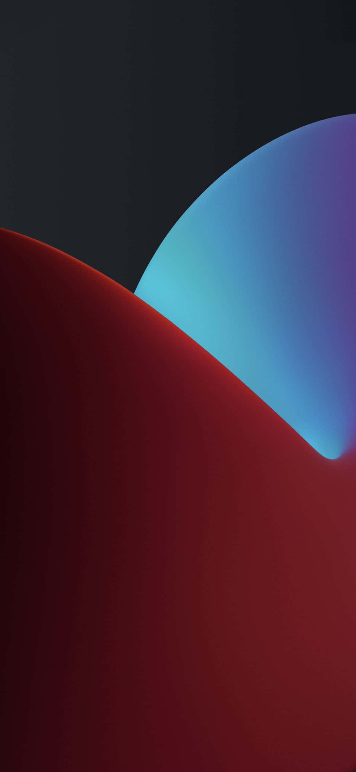 Best iPhone 桌布 壁紙 — 一個極簡抽象構圖，以深色背景襯托流動的紅色和藍色曲線形態。