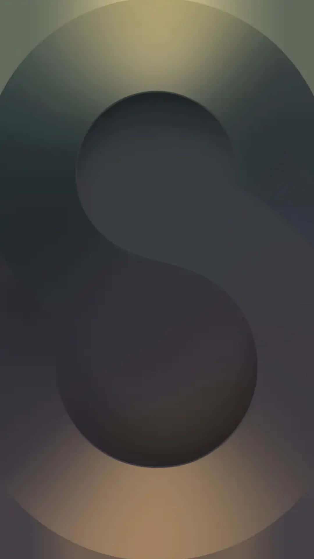  壁紙 — 一個極簡抽象陰陽符號，以灰色和米色的柔和漸變呈現，背景為深色。