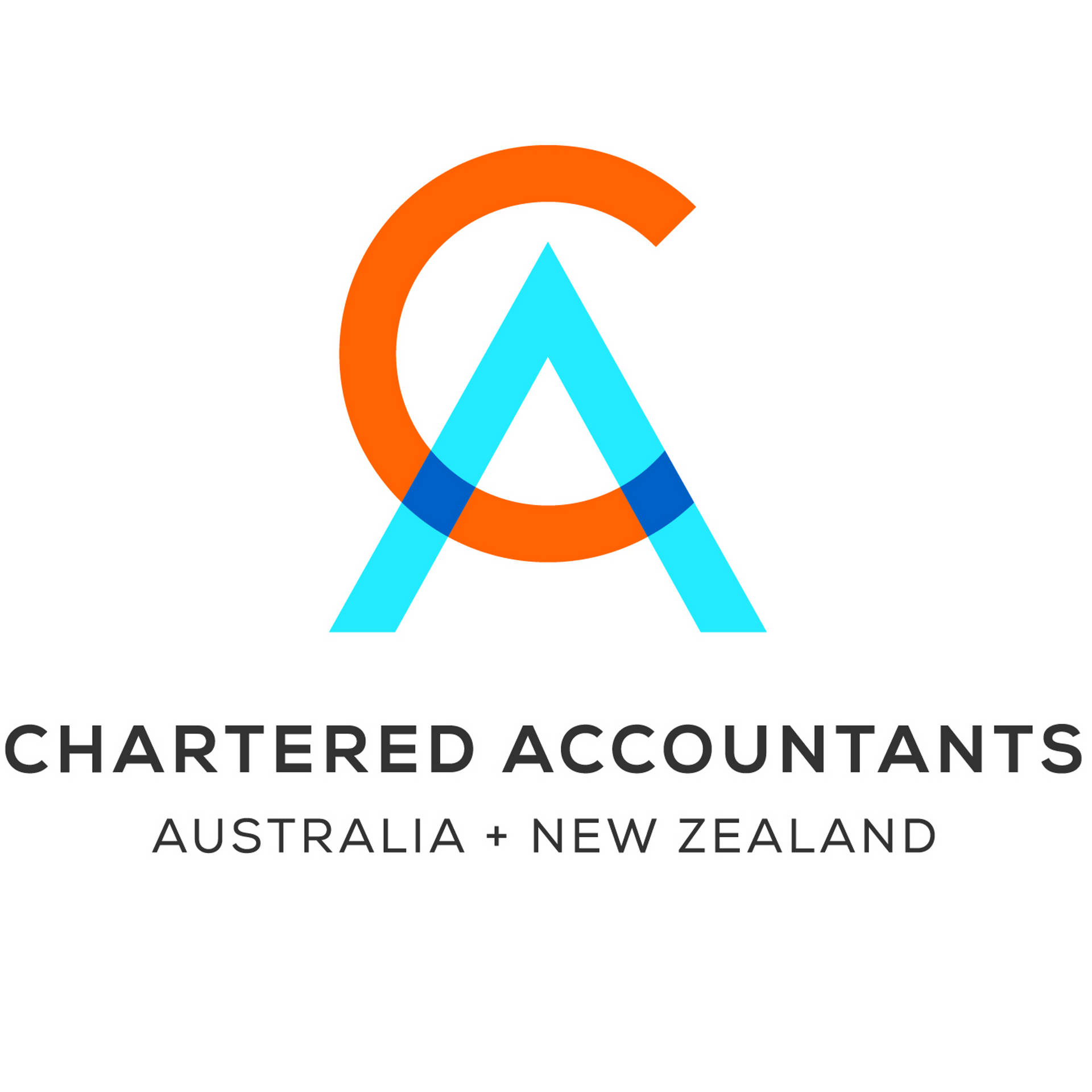 Chartered Accountants Australia and New Zealand 標誌，帶有風格化的CA字母。