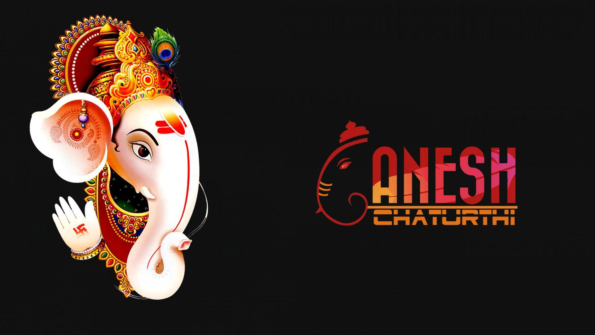Ganesh Chaturthi 節日圖形，帶有彩色神祇插圖和文字。