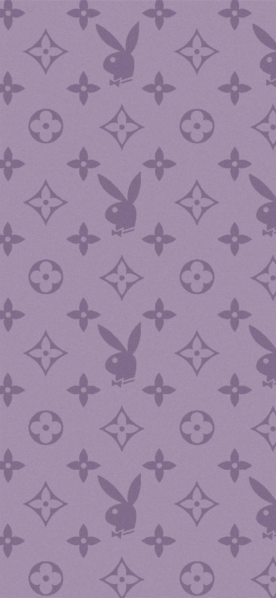 帶有重複Playboy兔子和LV字母組合圖案的紫色牆紙。 — 淡紫色 壁紙