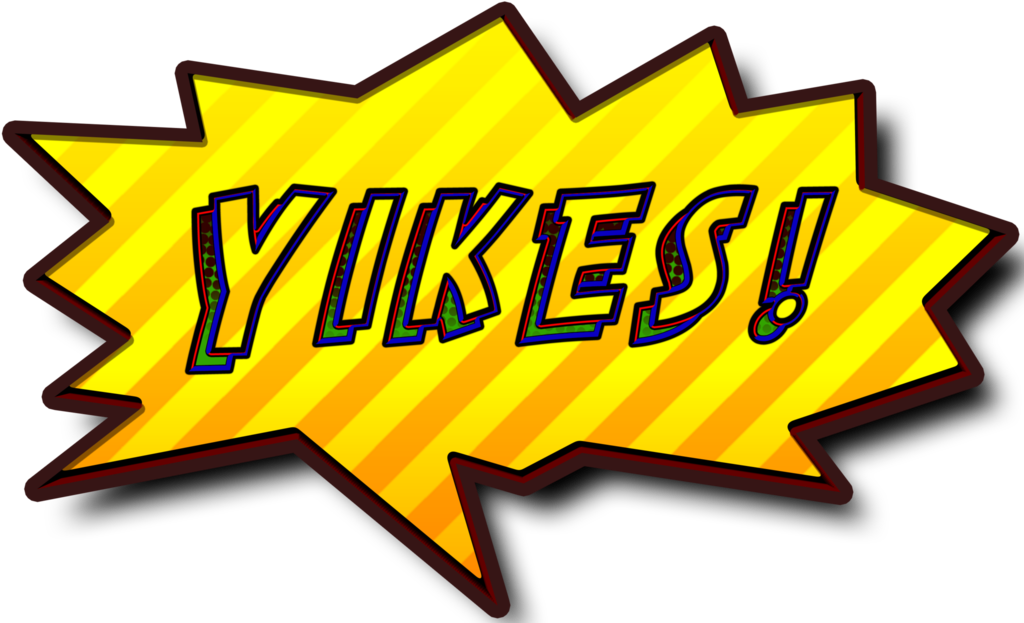 漫畫風格驚嘆號「YIKES!」 壁紙 — 一個鮮黃色漫畫風格對話框，內有粗體文字「YIKES!」，背景為黑色。