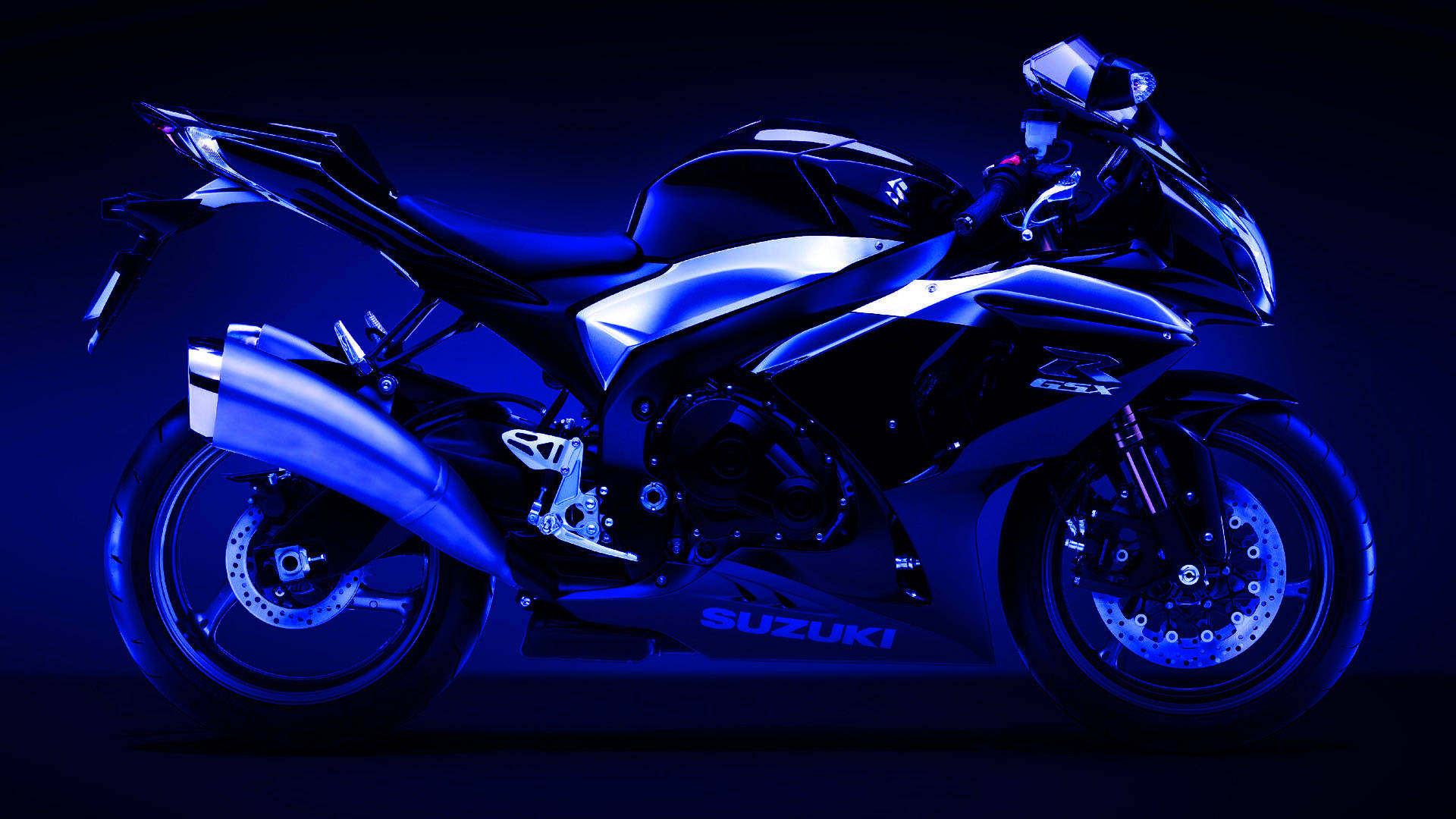 時尚藍色Suzuki運動電單車在攝影棚燈光下 — 機車 壁紙