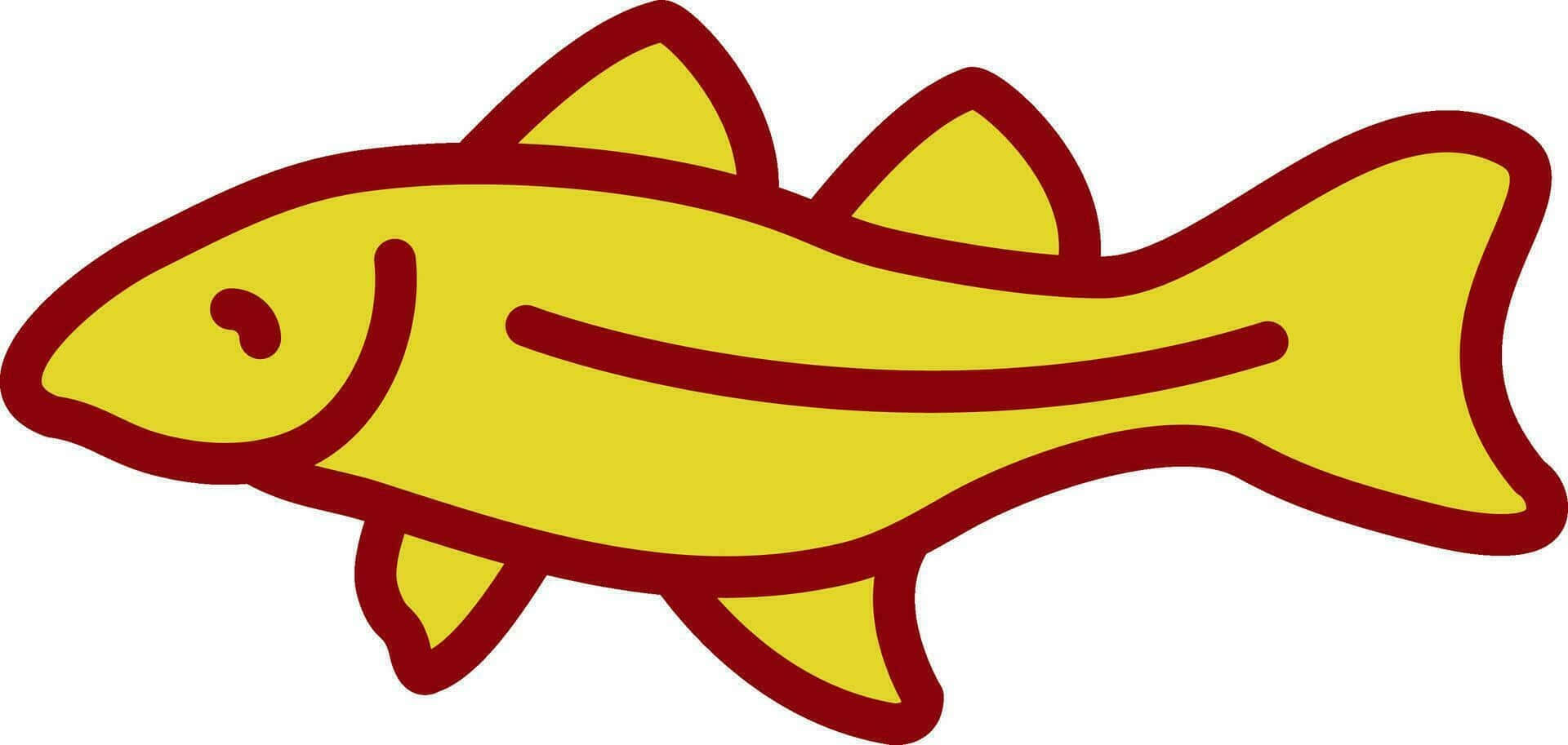 Arctic Cod 桌布 壁紙 — 一條風格化的黃魚，帶有粗體的紅色輪廓，在純白色背景上游動。
