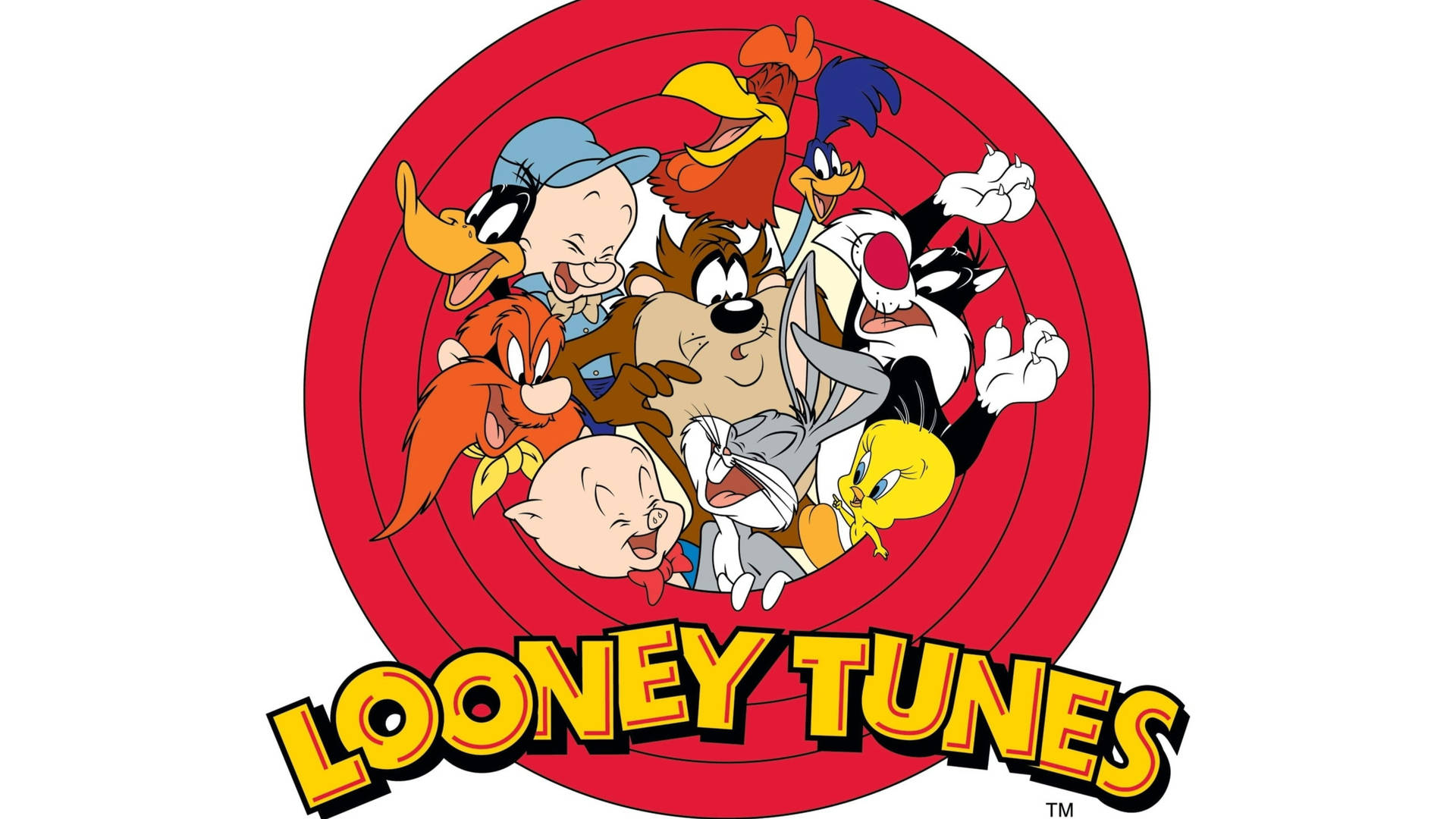Looney Tunes標誌，紅色靶心圓圈內有標誌性卡通角色。