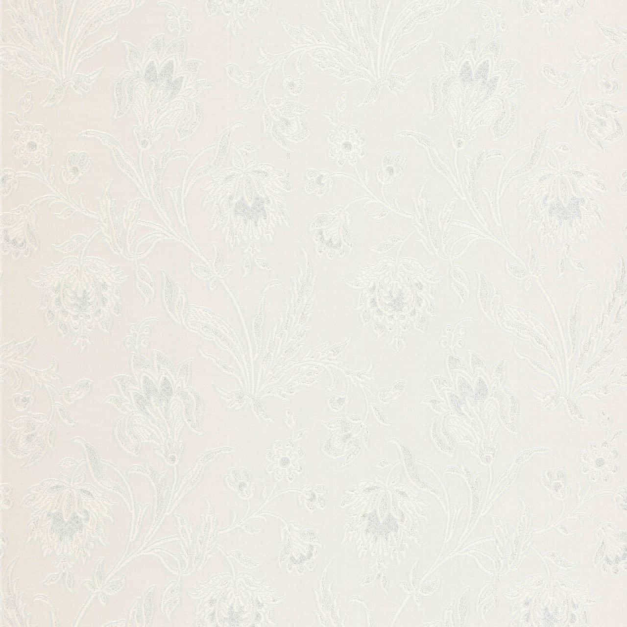 Ivory 桌布 壁紙 — 優雅白色牆紙，帶有細膩壓花藤蔓和花朵，營造精緻紋理圖案。