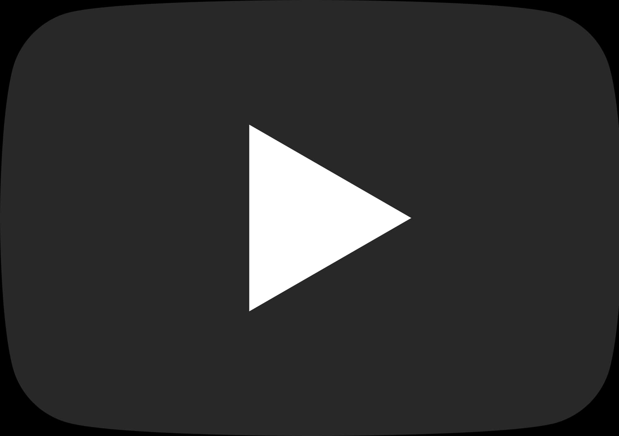 黑色YouTube播放按鈕圖示 壁紙 — 一個簡約的白色播放按鈕，居中放置在深灰色圓角矩形背景上。