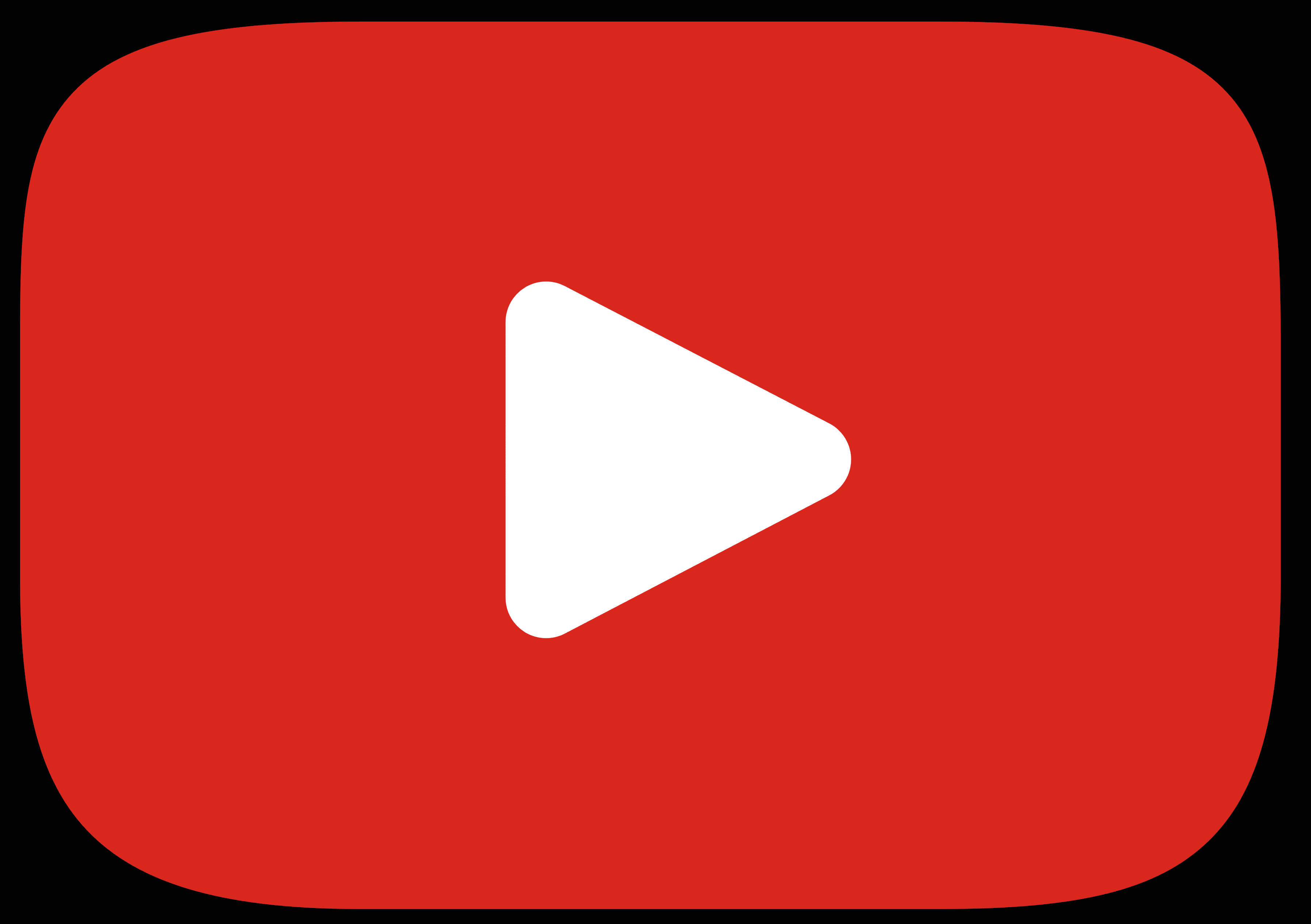 YouTube標誌播放按鈕 壁紙 — 一個大膽的紅色圓角矩形，中央有一個白色播放按鈕，背景為黑色。