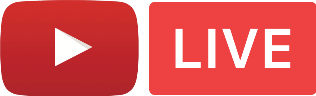 YouTube Live 標誌 壁紙 — 兩個紅色 YouTube Live 按鈕，帶有白色播放圖示和文字，背景為純色。