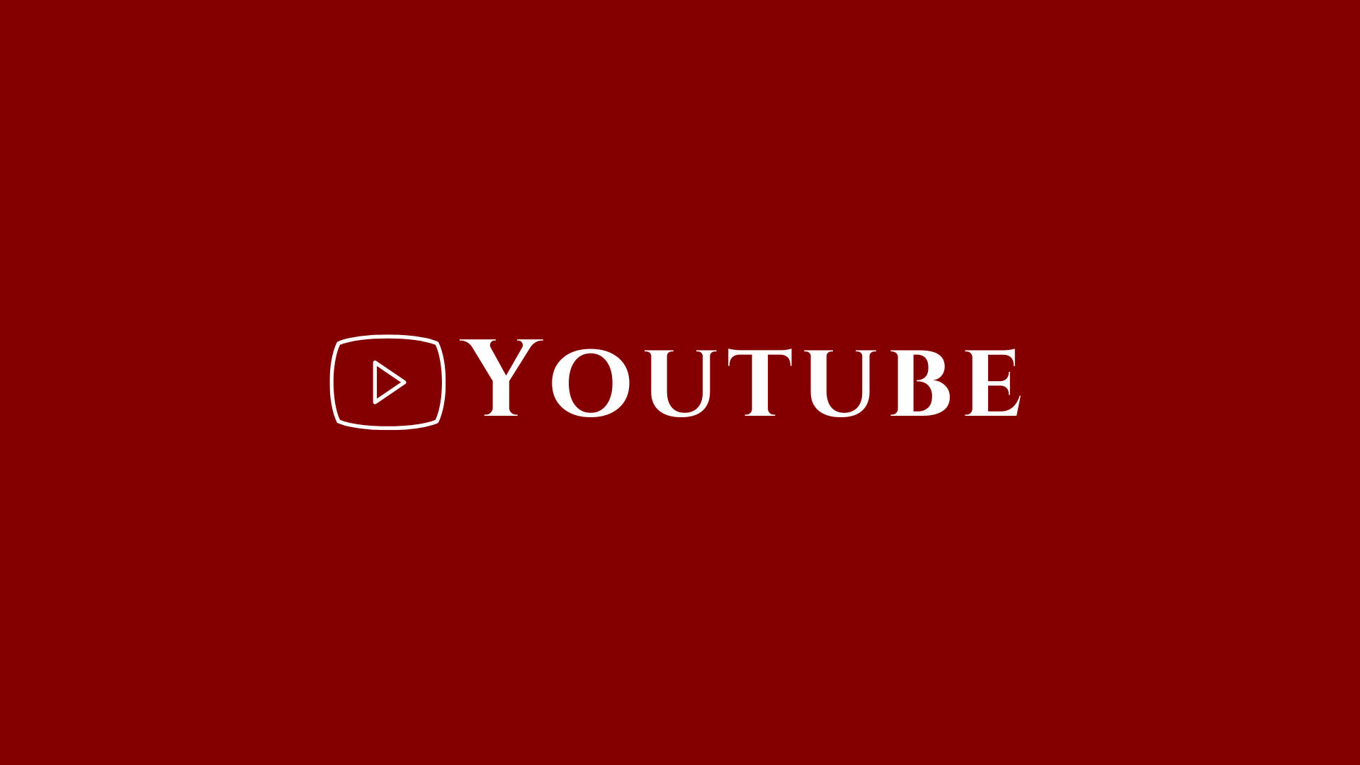 YouTube標誌與名稱於深紅色背景 壁紙 — 白色YouTube標誌居中在純深紅色背景上。