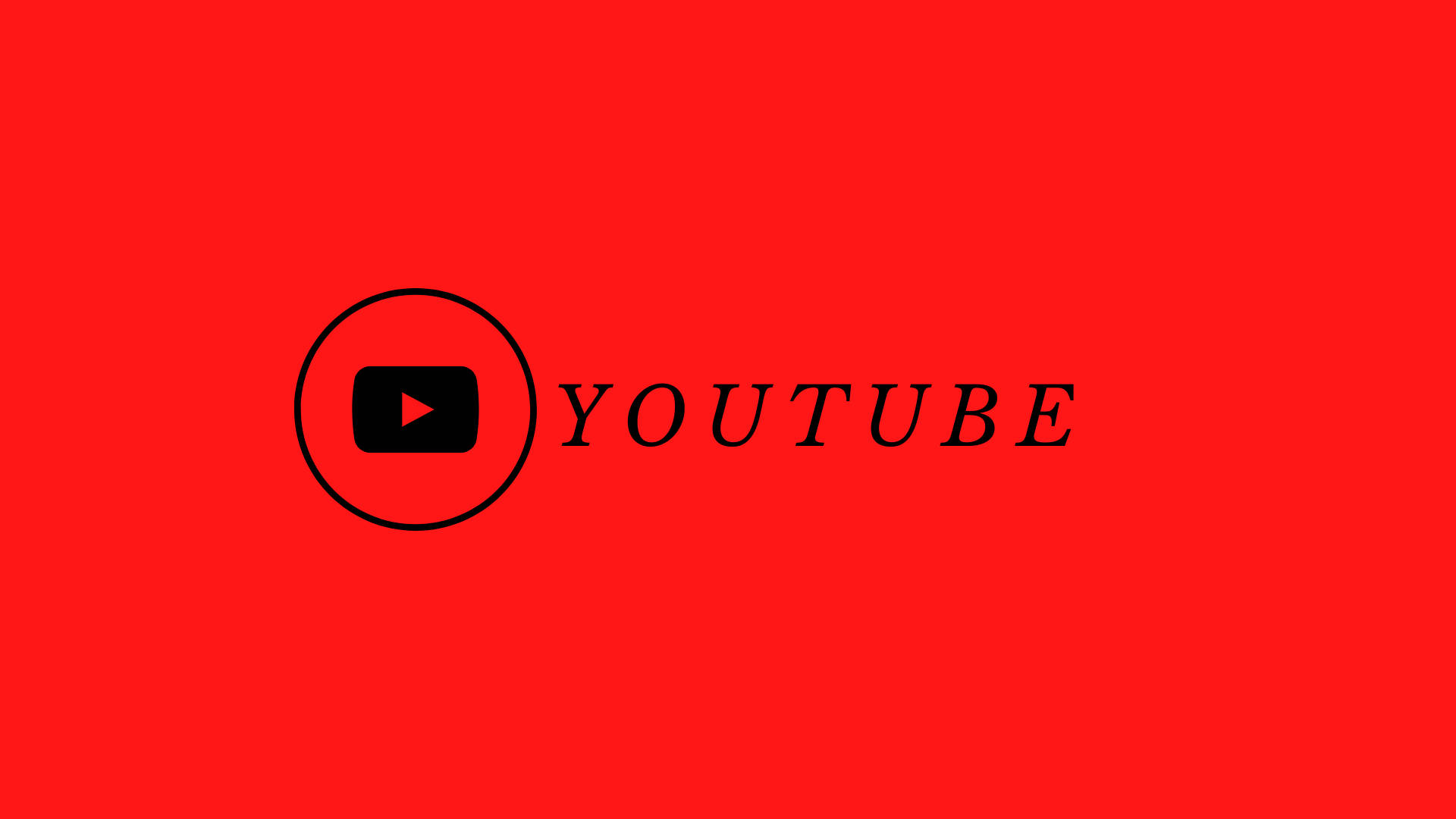 不同字體的 YouTube 標誌 壁紙 — 大膽的黑色 YouTube 標誌居中於鮮豔的紅色背景上，採用簡潔的極簡設計。