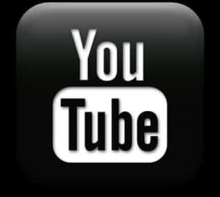黑色YouTube標誌圖示 壁紙 — 黑色圓角方形應用程式圖示，帶有白色YouTube標誌，採用粗體無襯線字體。