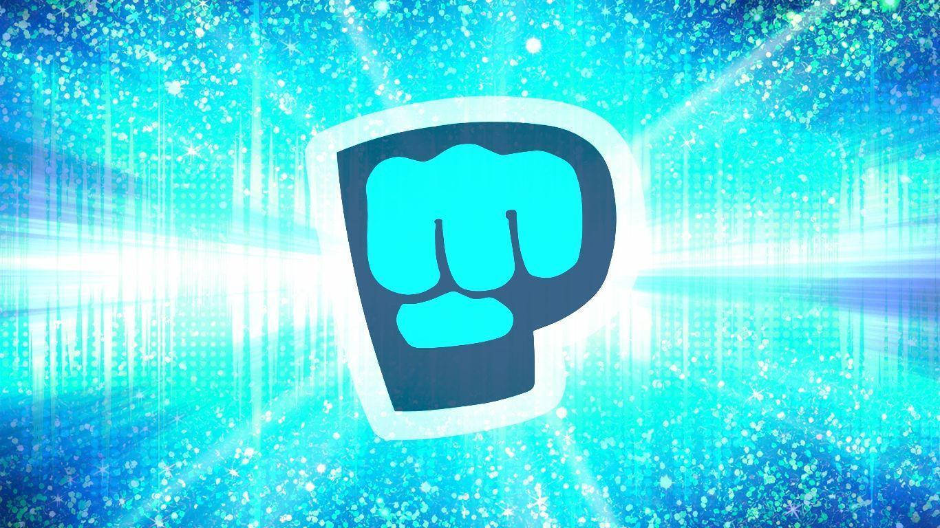 YouTube 之王 PewDiePie 動感登場 壁紙 — 發光的拳頭標誌在帶有光線條紋的閃爍數位背景上散發出明亮的藍色能量。