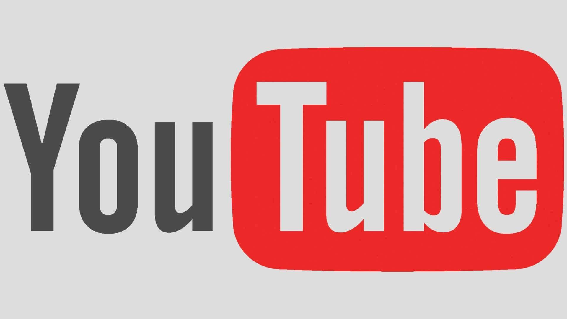 YouTube Logo 桌布 壁紙 — YouTube 標誌，帶有粗體灰色文字和一個紅色圓角矩形，上面有白色字體，背景為淺灰色。