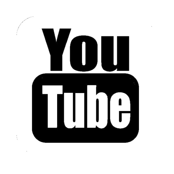 YouTube 黑白標誌 PNG - 透明背景 YouTube 標誌